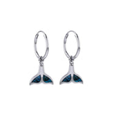 Inlaid Whale Tail Silver Hoop Earrings TER2085 - DiveSilver Jewelry